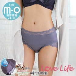 【P6718】奈米科技膠原蛋白蕾絲中低腰涼感內褲 M-XXL (灰紫)